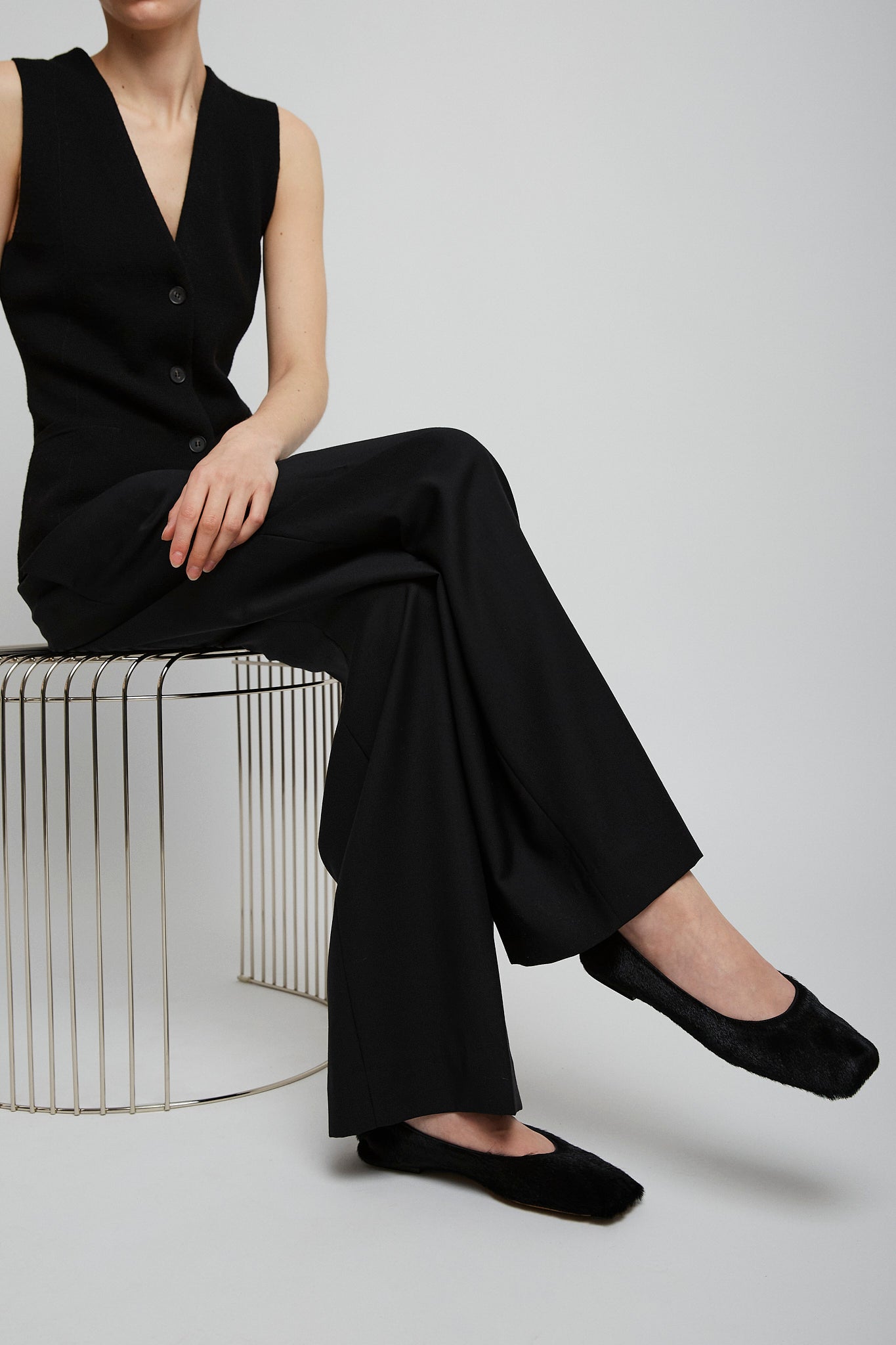 Square black ballet flats