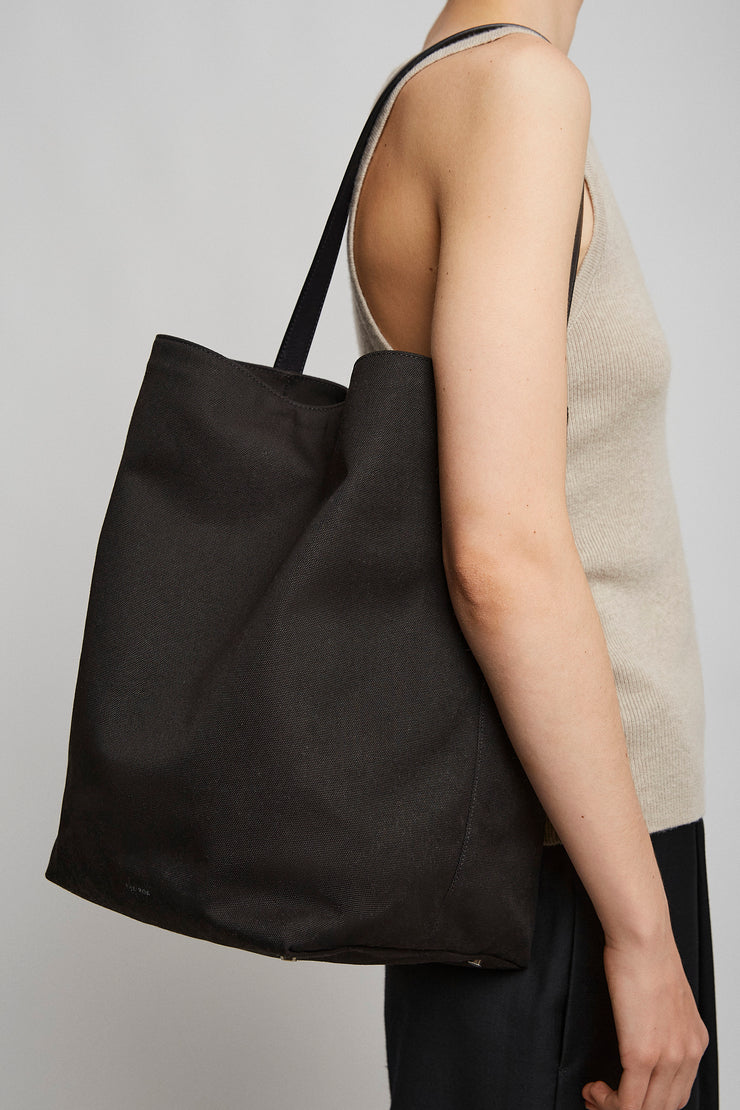 Large N/S black canvas tote bag