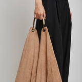 Bindle three beige suede bag