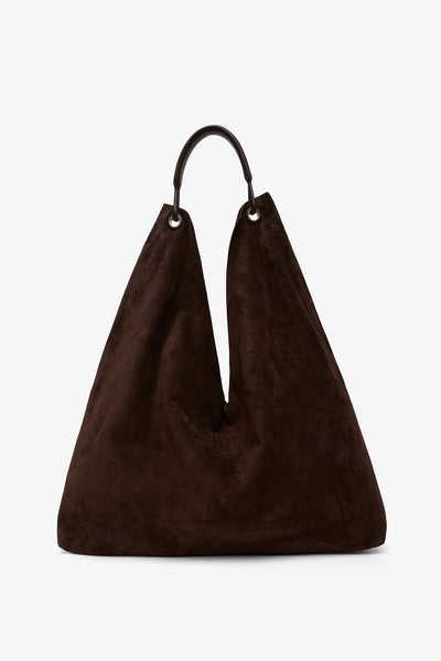 The Row | Bindle three brown suede bag | Savannahs