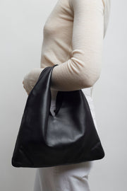 Bindle small black leather bag