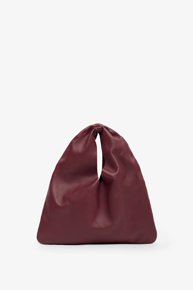Bindle small burgundy leather bag