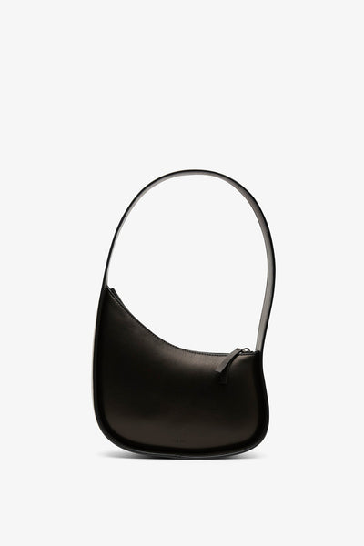 Half moon black leather bag