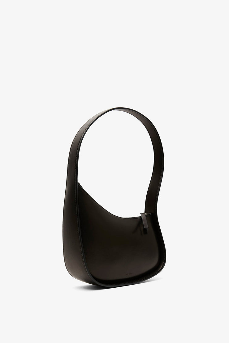 Half moon black leather bag