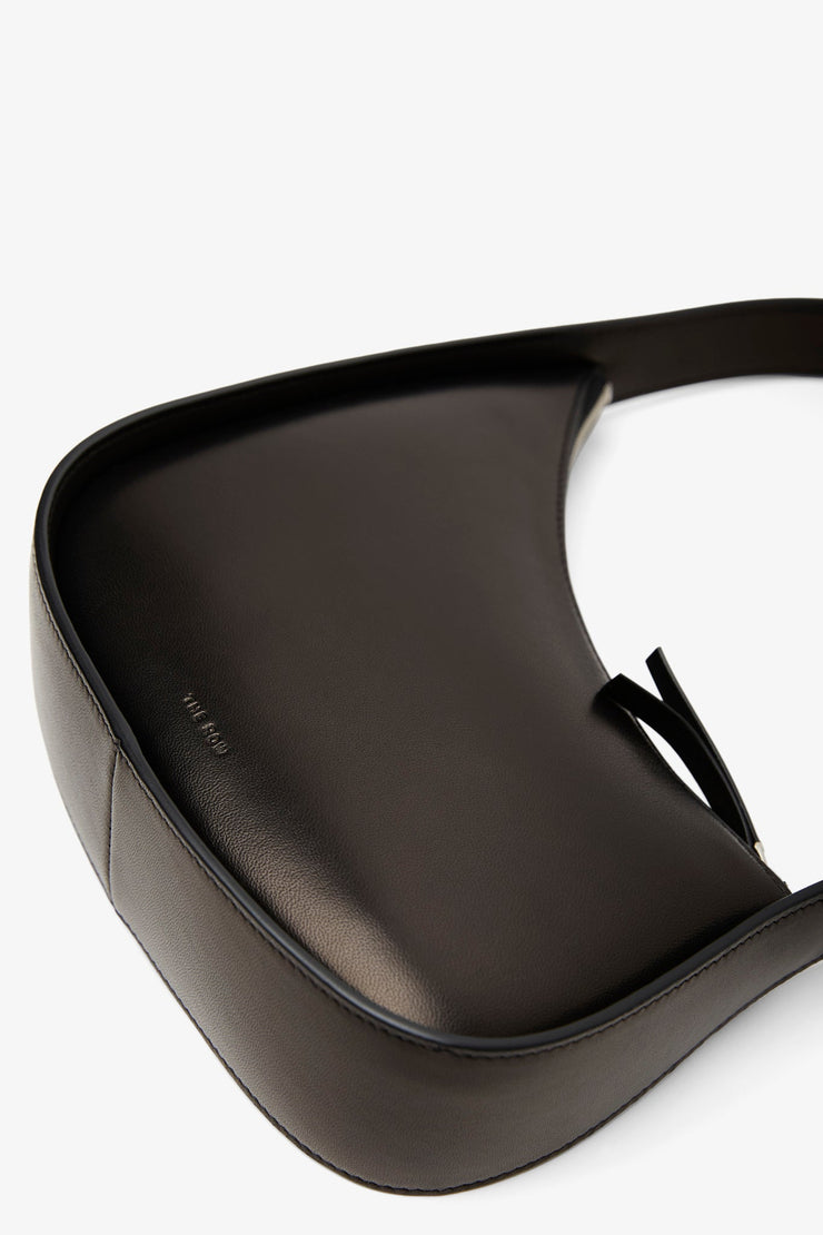 Half moon black leather bag