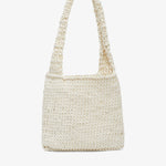 Woven handbag on a white background