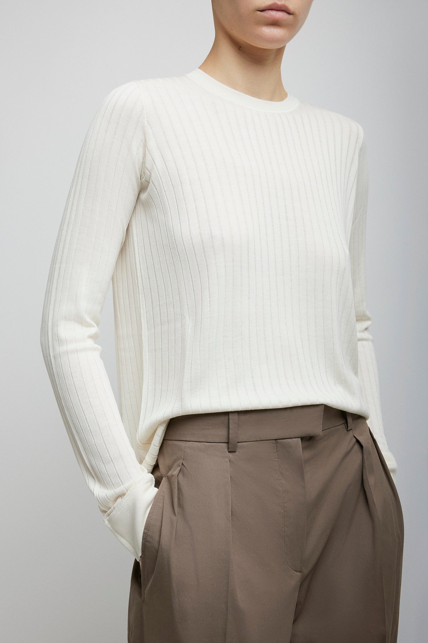 Keya white ribbed knit top