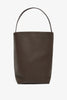 Large N/S deep brown leather tote bag