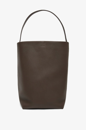 Large N/S deep brown leather tote bag
