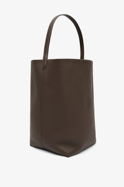 Large N/S deep brown leather tote bag