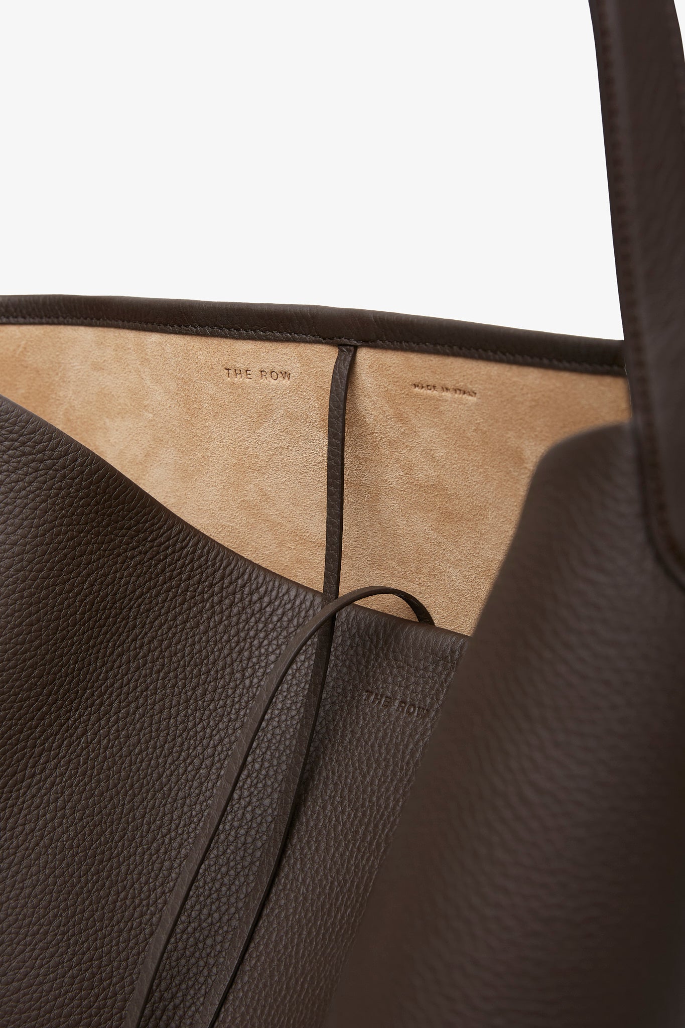 Large N/S deep brown leather tote bag