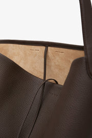 Large N/S deep brown leather tote bag