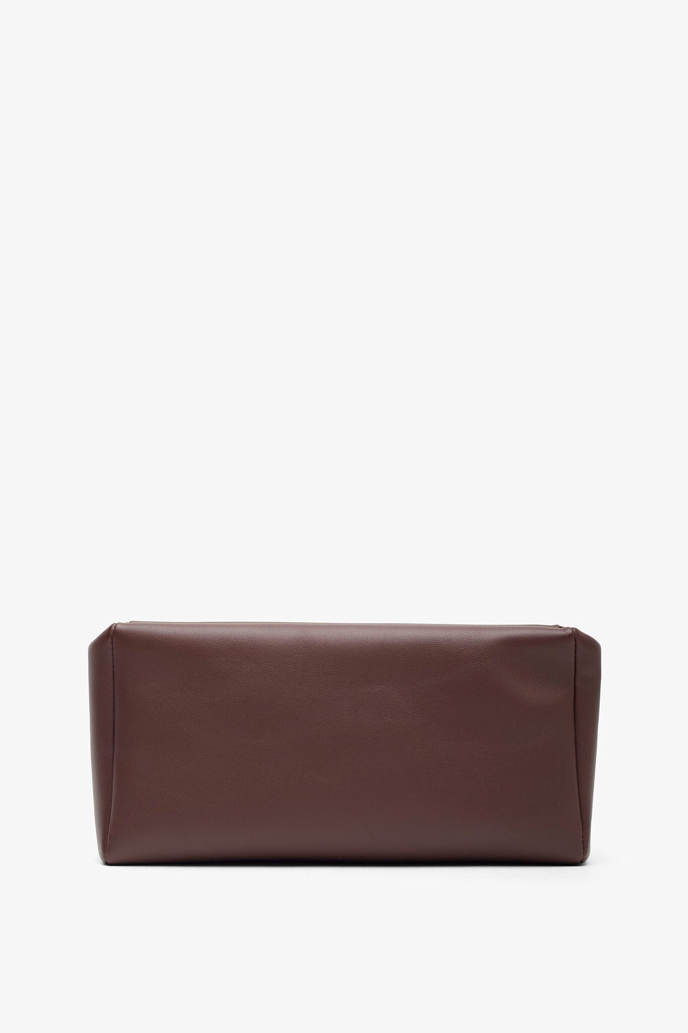 Squared compact brown leather clutch