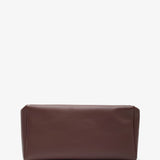 Squared compact brown leather clutch