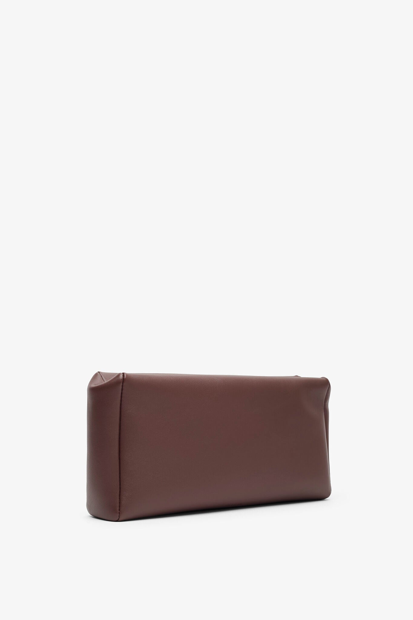 Squared compact brown leather clutch