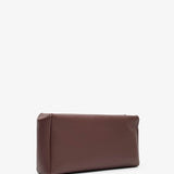 Squared compact brown leather clutch