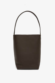 Medium N/S deep brown leather tote bag
