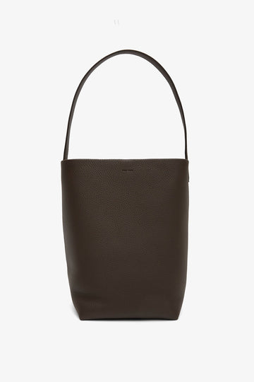 Medium N/S deep brown leather tote bag