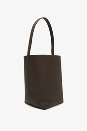 Medium N/S deep brown leather tote bag