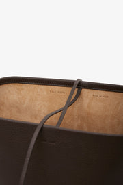 Medium N/S deep brown leather tote bag