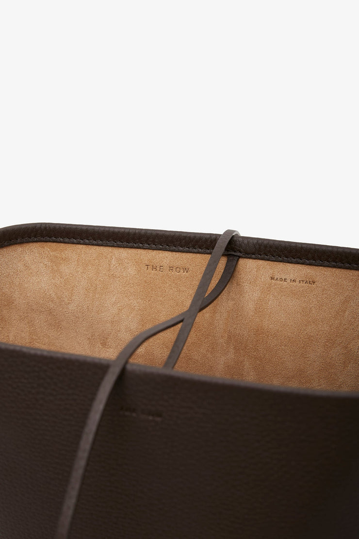 Medium N/S deep brown leather tote bag
