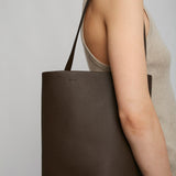 Medium N/S deep brown leather tote bag