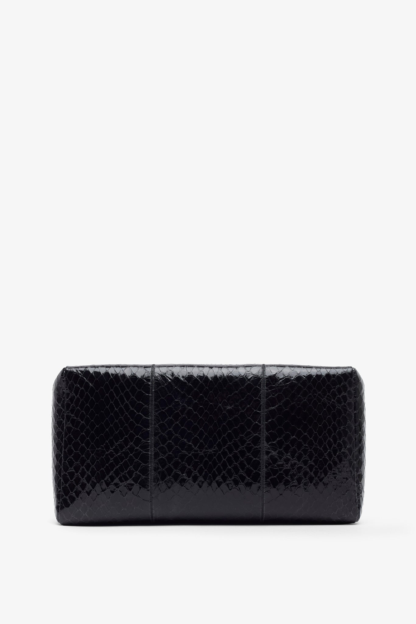 Squared compact black leather clutch