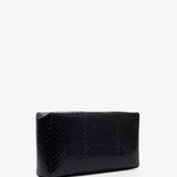 Squared compact black leather clutch