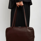 Astra burgundy leather bowling bag