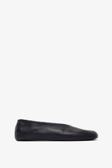 Stella black shearling flats