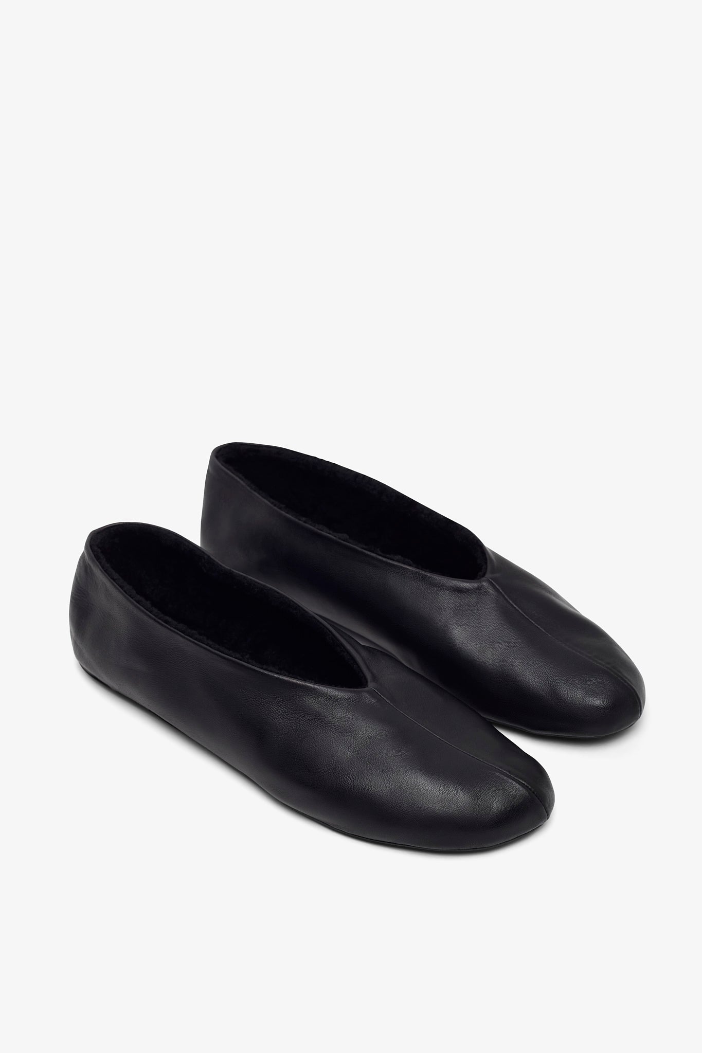 Stella black shearling flats