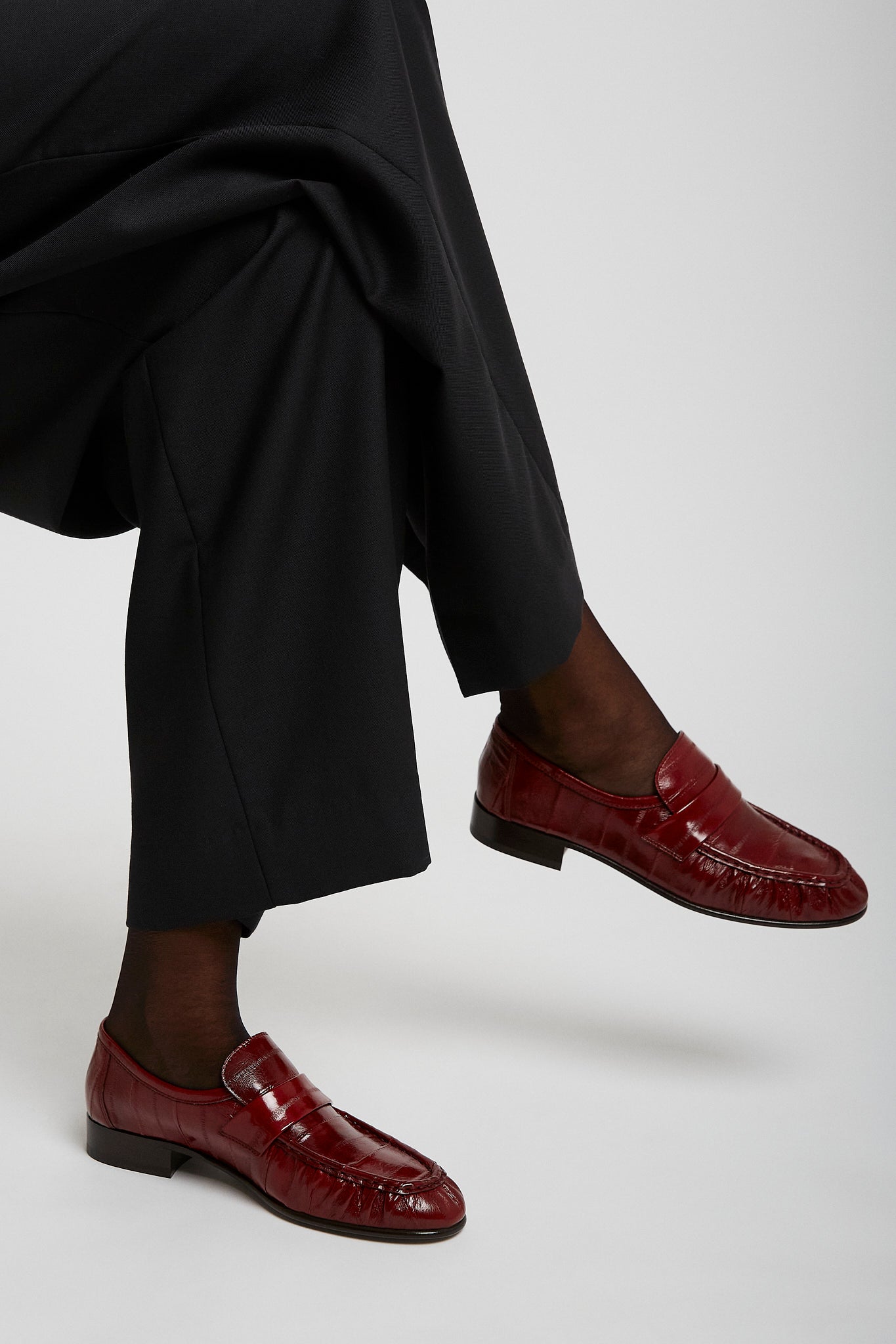 Soft red eel loafers
