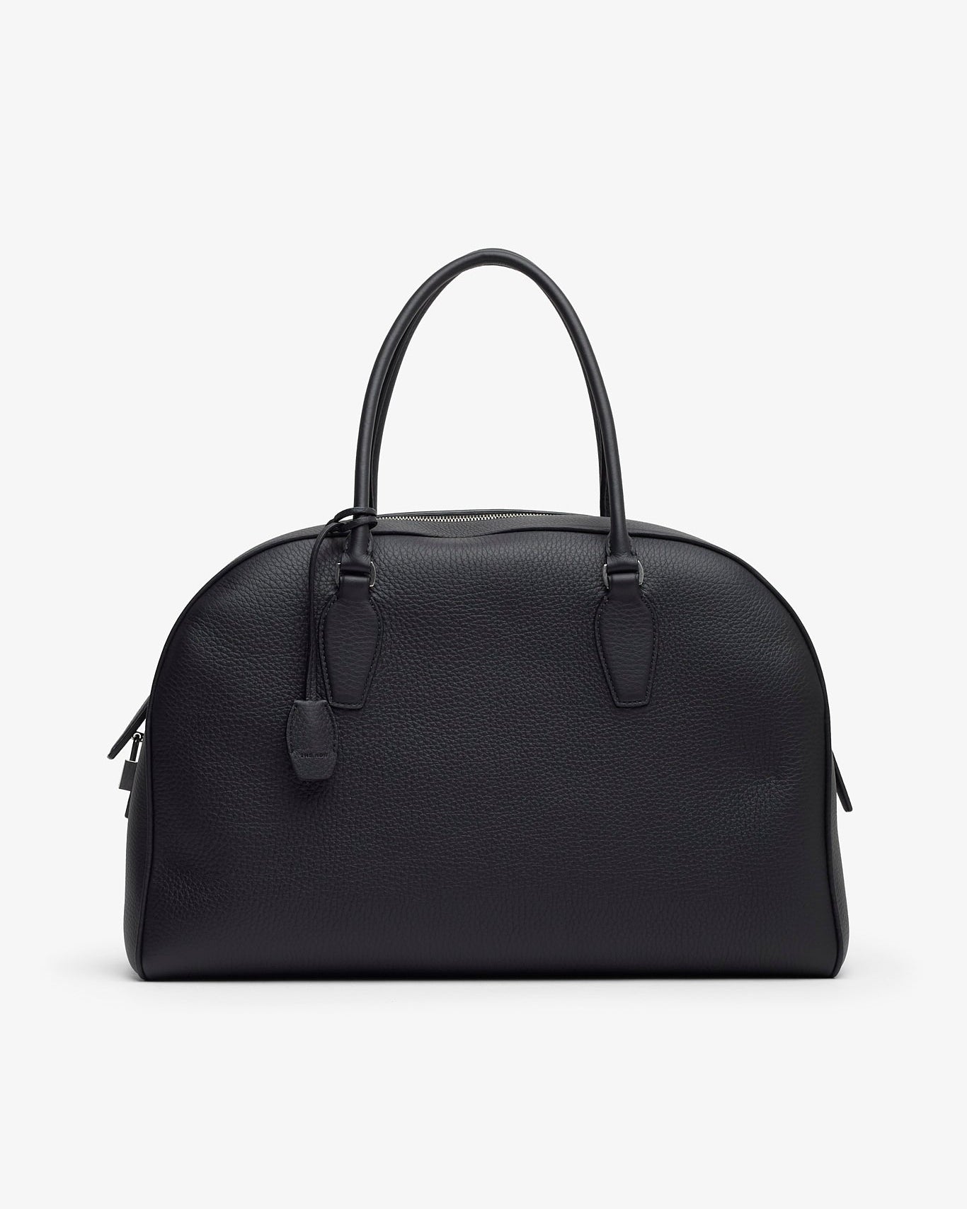 Black handbag on a white background