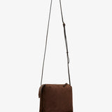 Nu Mini Twin brown suede crossbody bag