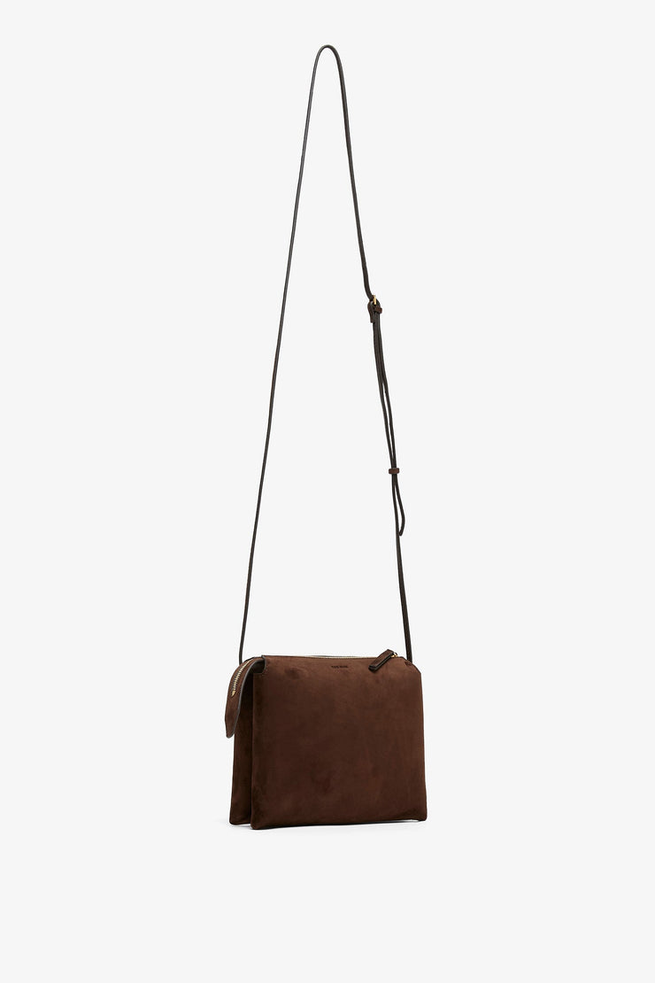 Nu Mini Twin brown suede crossbody bag