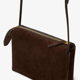 Nu Mini Twin brown suede crossbody bag