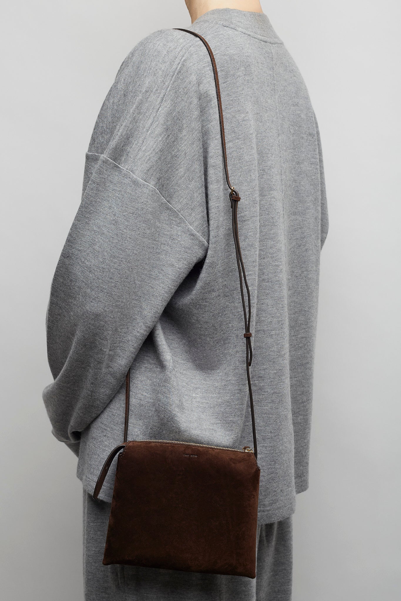 Nu Mini Twin brown suede crossbody bag
