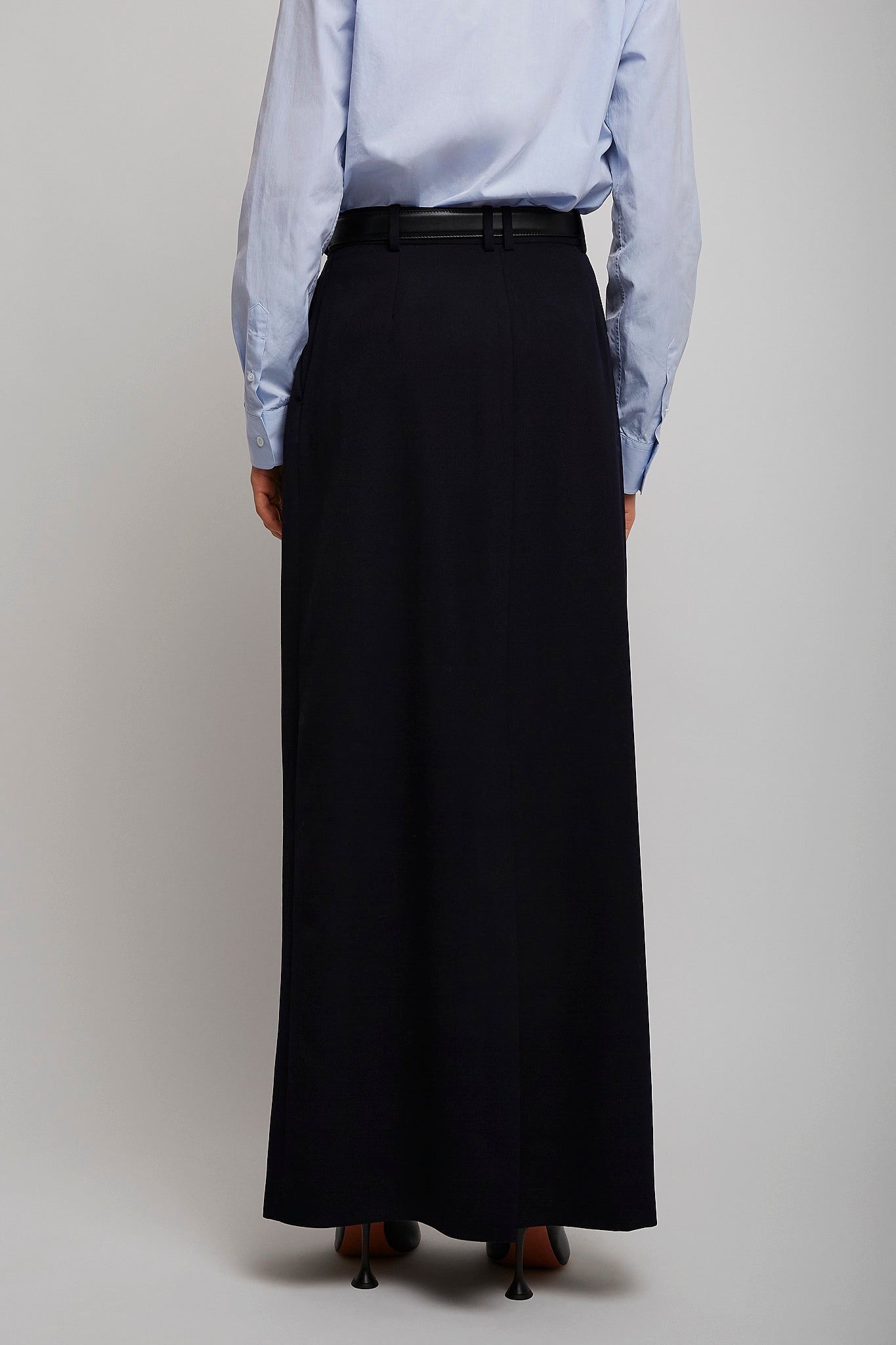 Roux dark navy wool maxi skirt