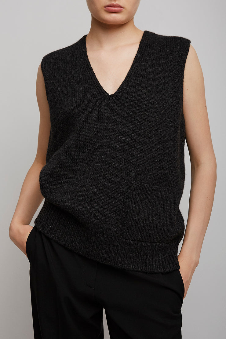 Marte charcoal melange cashmere top