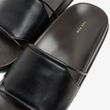 Vivienne black leather slides