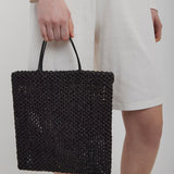 Barn Mini black raffia tote bag