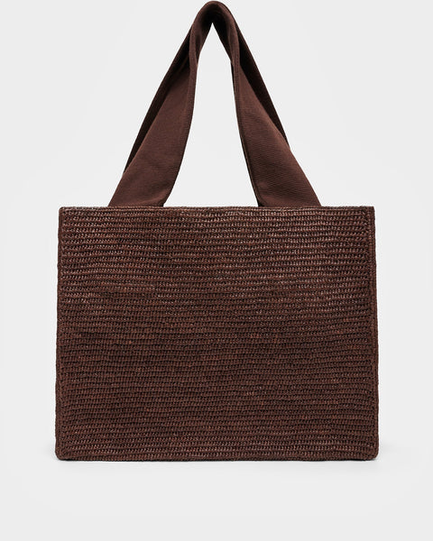 The Row | Loretta dark brown raffia bag | Savannahs