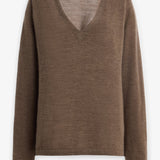 Poesis taupe cashmere v-neck sweater