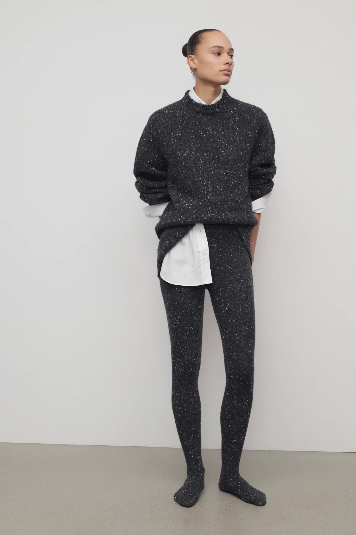 Mumu charcoal melange cashmere tights