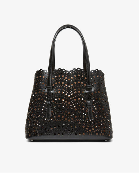 ALAIA イタリア製 トートバッグ レザー エナメル スエード ブラック Alaïa | Mina 25 vienne vague black tote bag | Savannahs