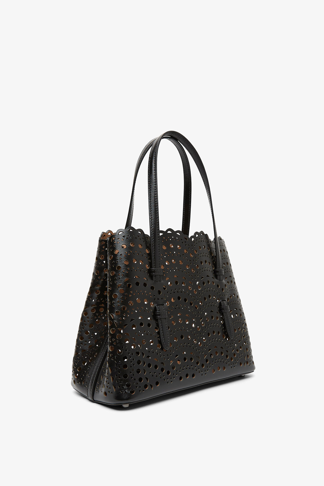 関税込 ALAIA Mina 25 leather tote 566591 ALAÏA Black Mina 25 Bag In Vienne Wave Lux Calfskin | ALAÏA US