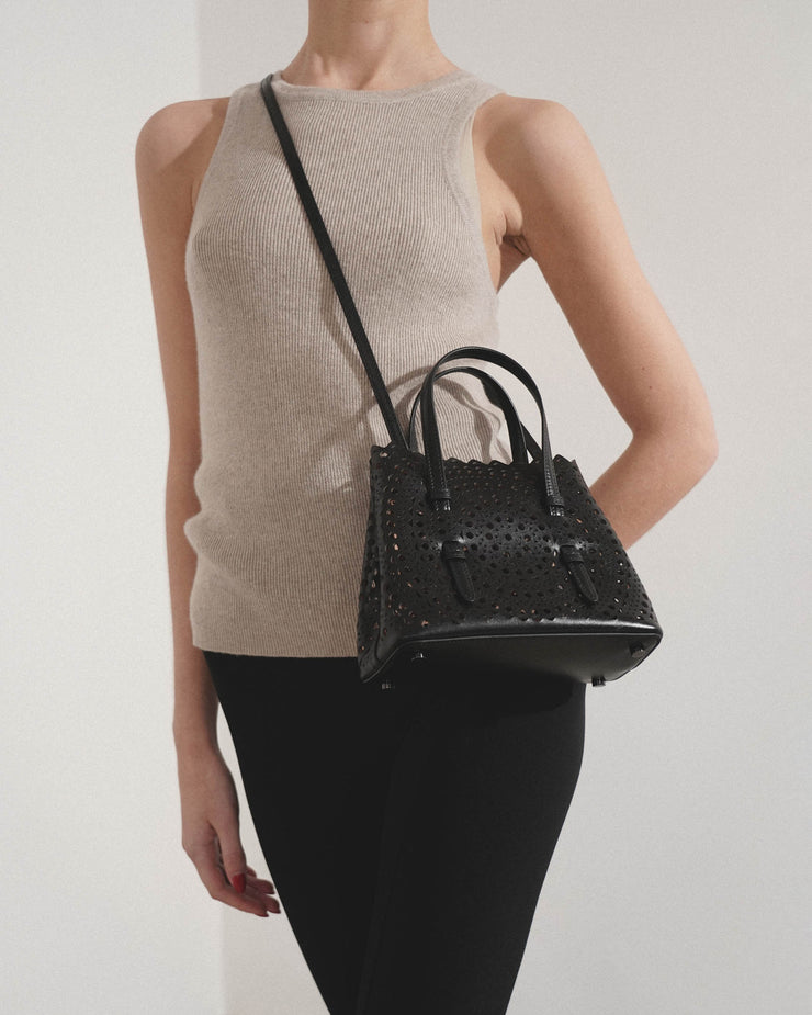 Mina 20 vienne circulaire black leather tote bag
