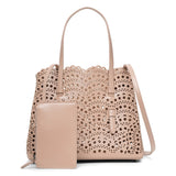 Mina 25 vienne vague beige leather tote bag