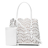 Mina 25 vienne vague white leather tote bag