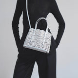 Mina 25 vienne vague white leather tote bag